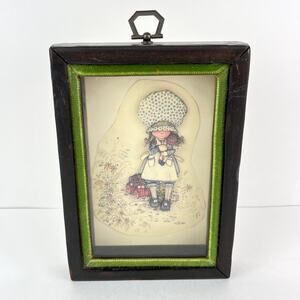 Holly Hobbie Vintage Framed 3D Shadow Box Paper Tole